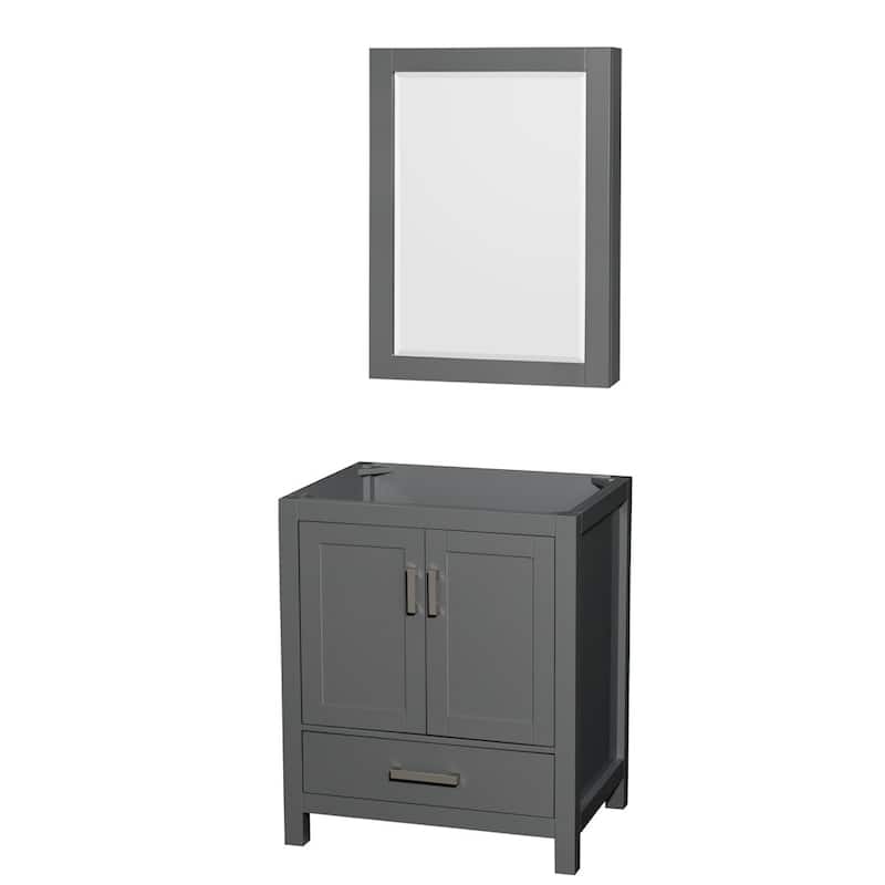 Wyndham Collection Sheffield 30" Hardwood Vanity Cabinet and Medicine - Dark Gray / Brushed Chrome Hardware - Painted