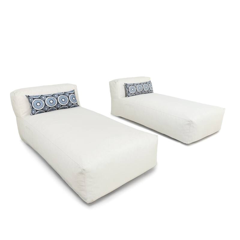 1-Piece Outdoor Bean Bag Chaise Lounge with Pillow - N/A