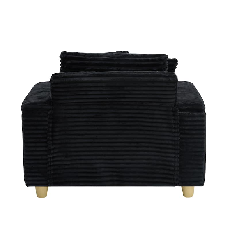 Corduroy Accent Chair & Storage Ottoman Set of 2, Single Sofa Armchair Lounge Chair with Pillows & Cup Holders