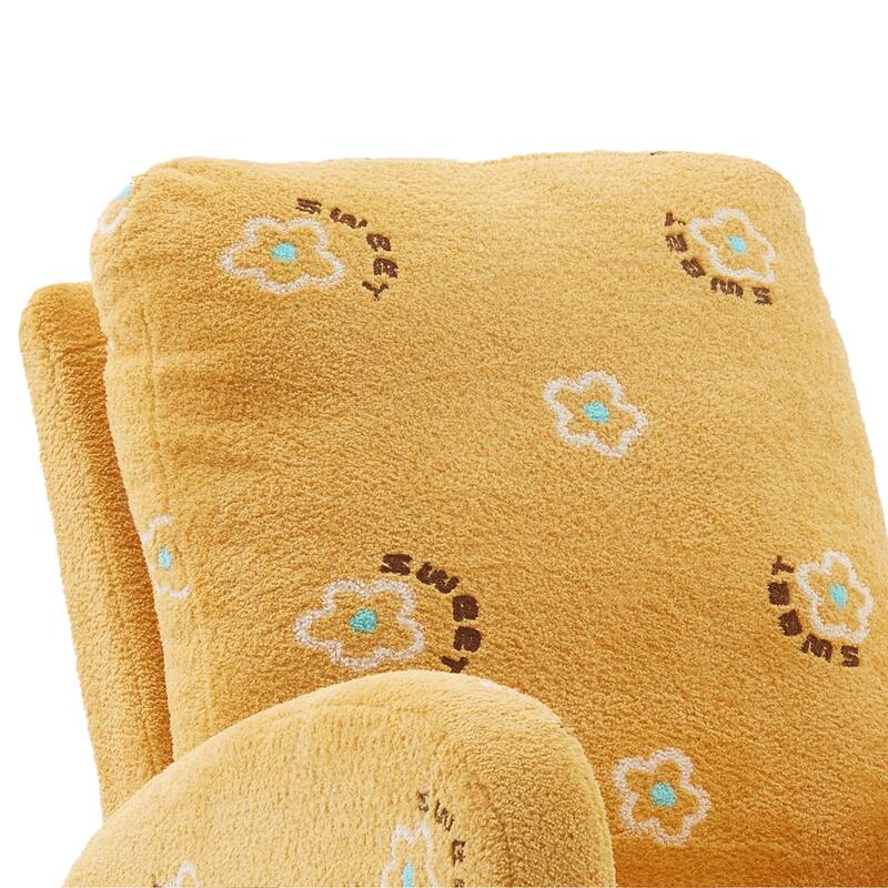 Boucle Rocking Chair with High Back, Side Pocket & Solid Wood Frame