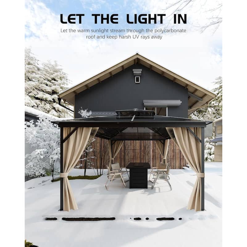 12'x16' Hardtop Gazebo for Patio, Deck, Backyard, Lawn, and Garden - 12X16 Ft