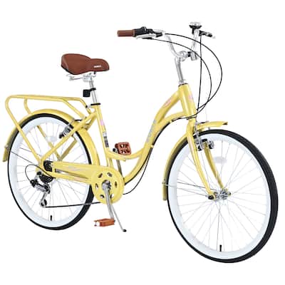 24" Women's Comfort Bike, Shimano 7-Speed, Steel Frame with V Brakes and Cushioned Saddle