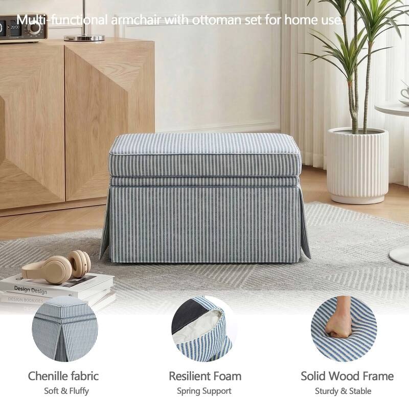 Rectangle Chenille Upholstered Storage Ottoman