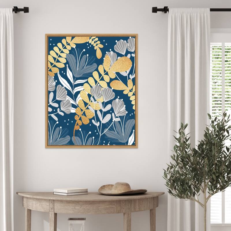 Blue Botanical Garden by Sannel Larson Framed Canvas Wall Art Print