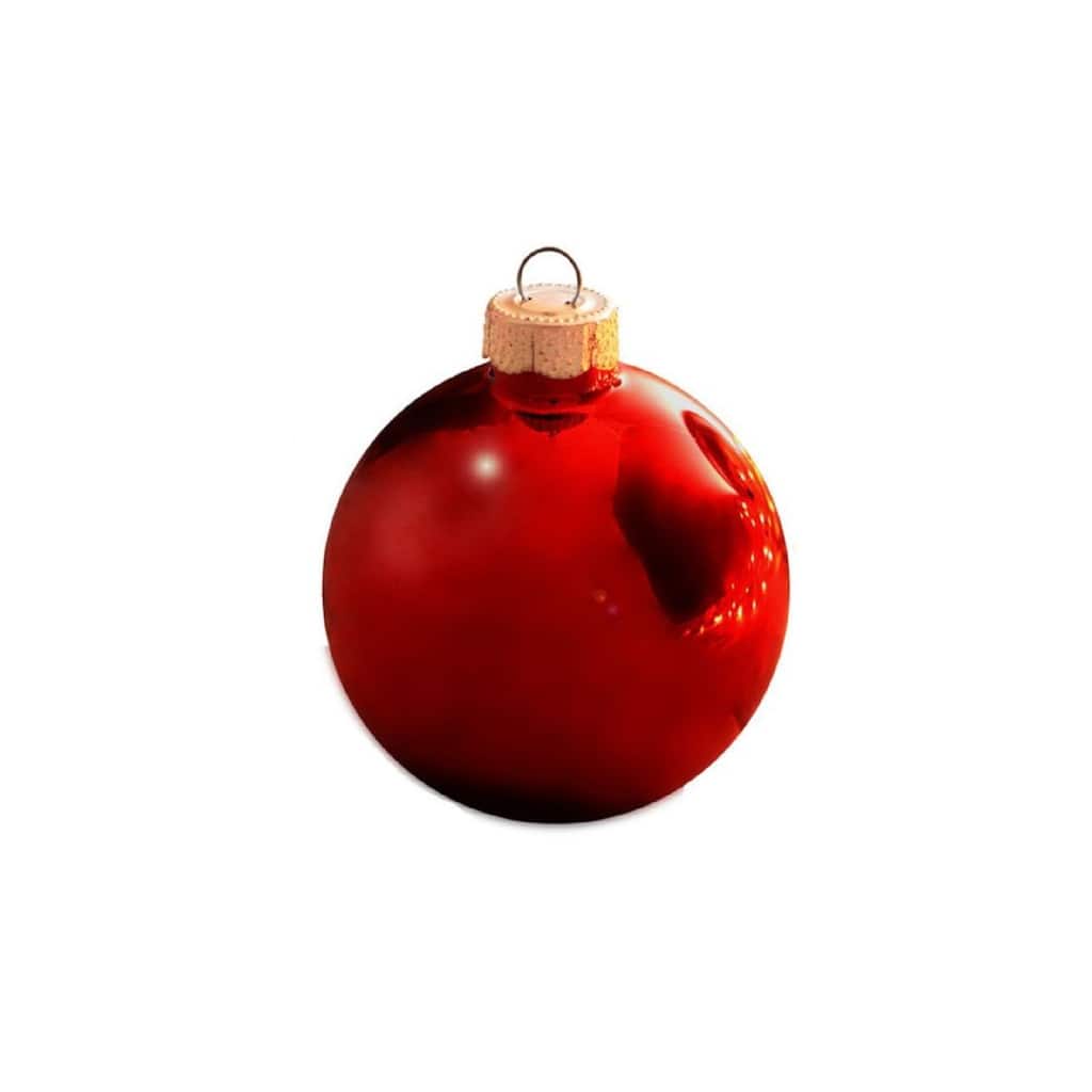 Shiny Finish Glass Christmas Ball Ornaments 1.25" (30Mm) Red 40Ct