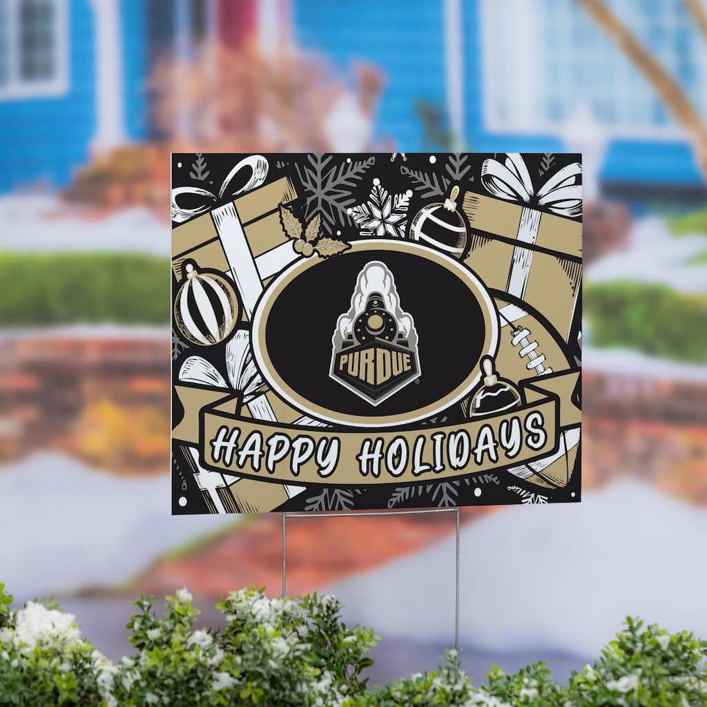 Purdue University Yard Sign, Happy Holidays - 24" x 18"