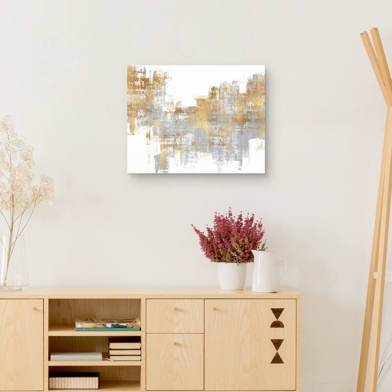 Dynamic Gold on Grey by Alex Wise Canvas Art Print