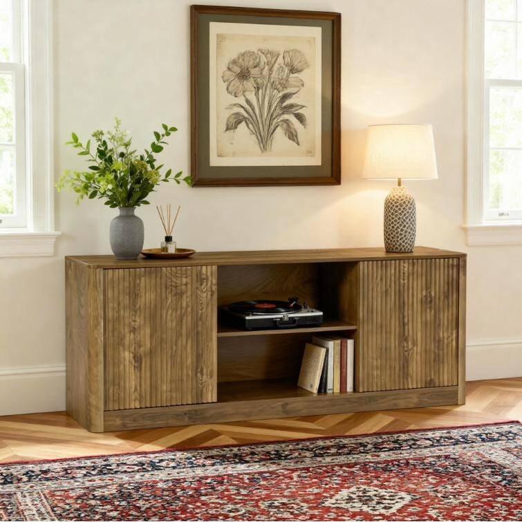 63 Inches TV Stand, Farmhouse Entertainment Center for Living Room