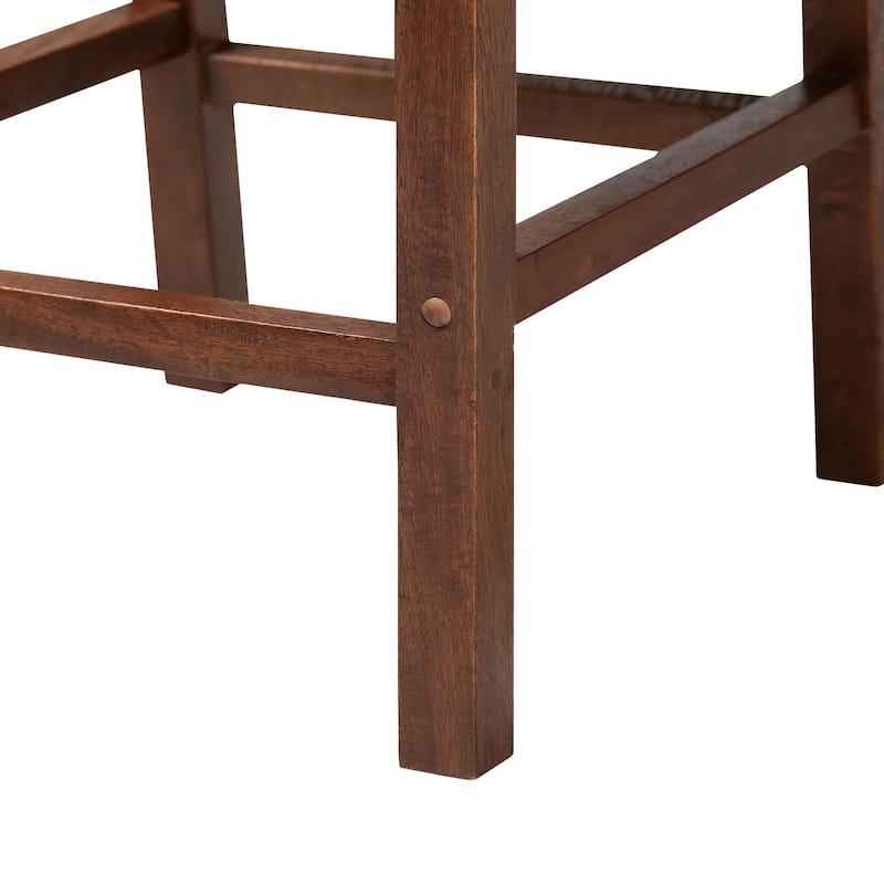 Cordoba Bohemian Natural Seagrass and Mahogany Wood 2-Piece Counter Stool Set