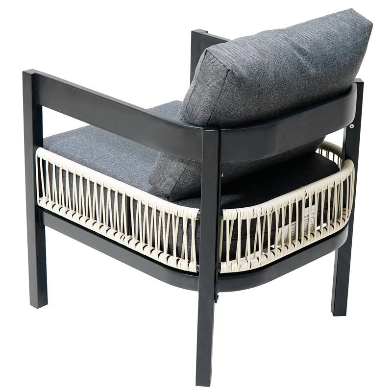Multi-person Outdoor Iron Sofa Set with A table, Rattan Decoration, Waterproof, Rust-proof, Suitable for Garden