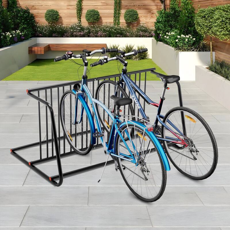 GDFStudio - Rylan Bike Rack Modern Metal Double-Sided Freestanding Floor Storage - N/A - Silver - Metal