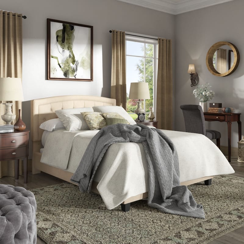 Fontana Adjustable Diamond-tufted Arched Back Bed by iNSPIRE Q Classic - Beige Linen - Full
