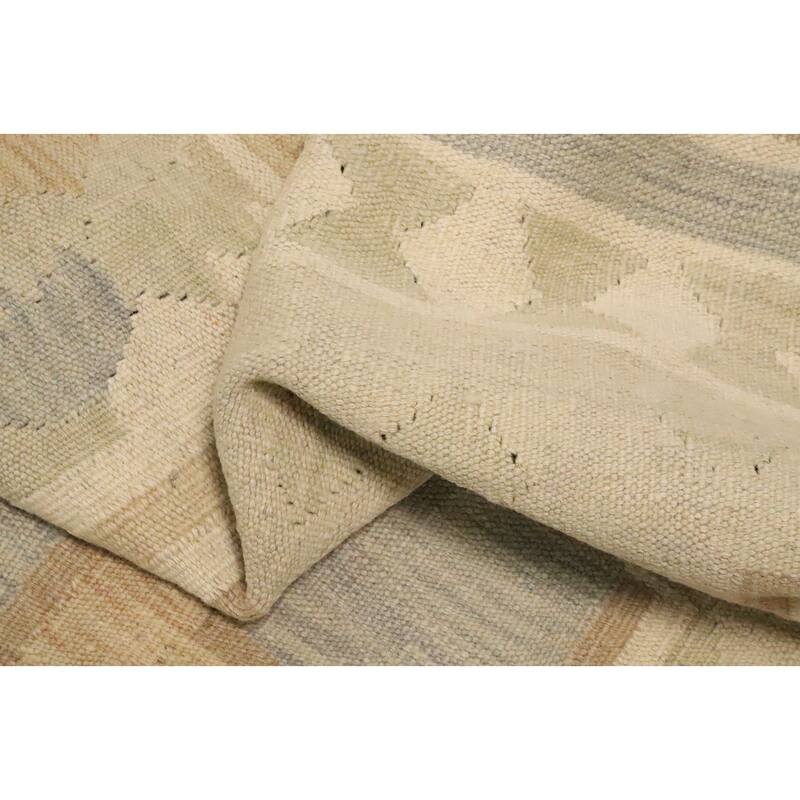 Hand Woven Oriental 100% Wool Carpet Southwestern Tribal Greys & Charcoal Kilim Area Rug - 9' 1'' X 5' 8''