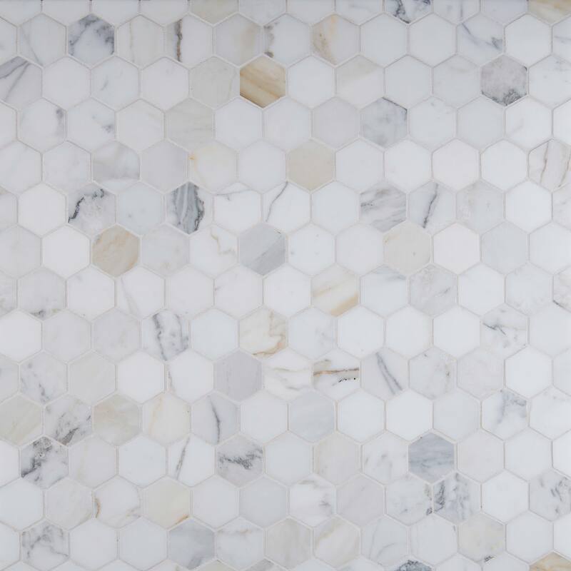 Ackland AKM-S-2X2HXP-CA 12" x 12" Marble Geometric Floor and Wall