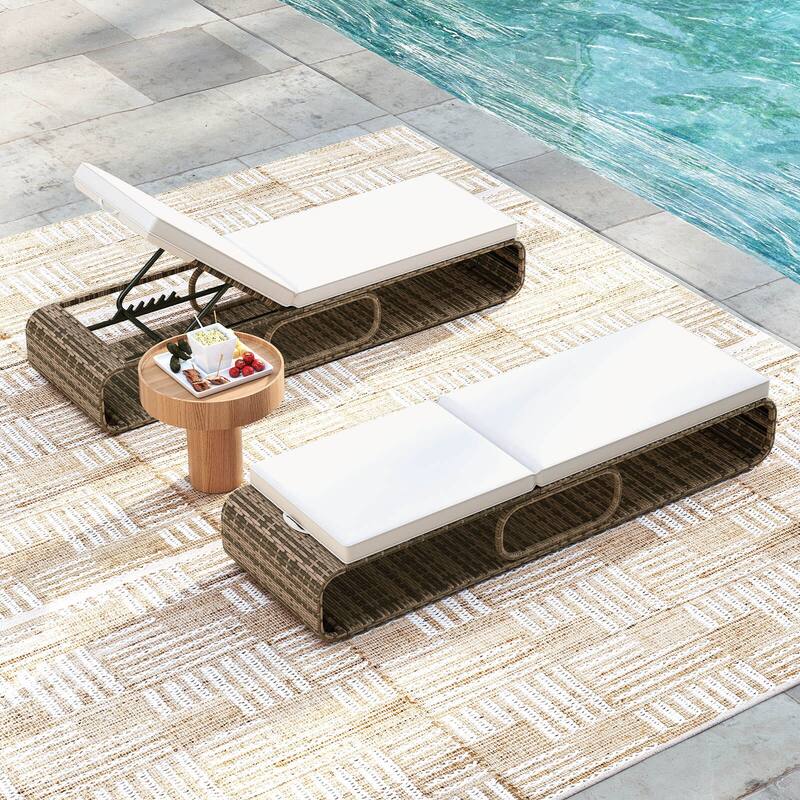Costway 1/2 PCS Outdoor Chaise Lounge Chair with Adjustable Backrest - See Details