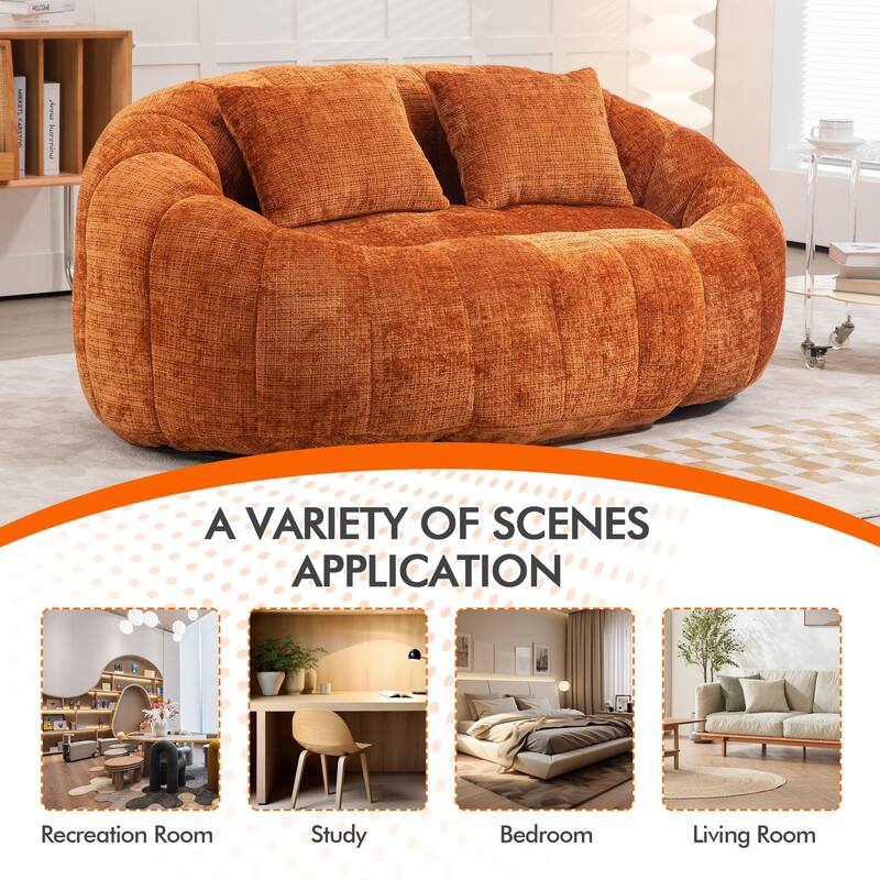 HOMEFUN Chenille Upholstered Durable Comfort Lounger High Back Bean Bag Loveseat Sofa
