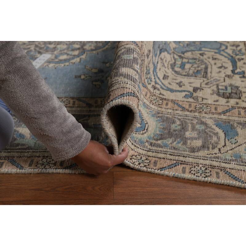 Blue Tabriz Persian Area Rug Handmade Traditional Floral Wool Carpet - 6'7"x 9'6"