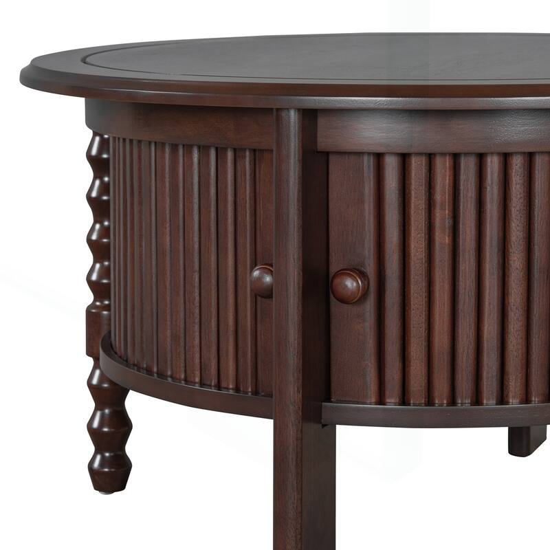 Vintage Round Coffee Table with Practical Storage for Various Rooms