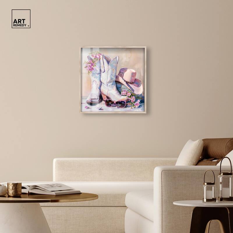 Spring Pink Cowboy Necessities Shadowbox by Art Remedy