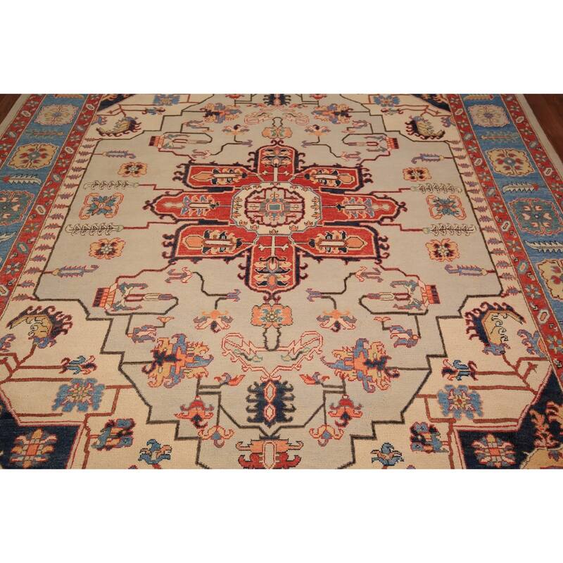Vegetable Dye Heriz Area Rug Handmade Wool Carpet - 8'0" x 10'1"