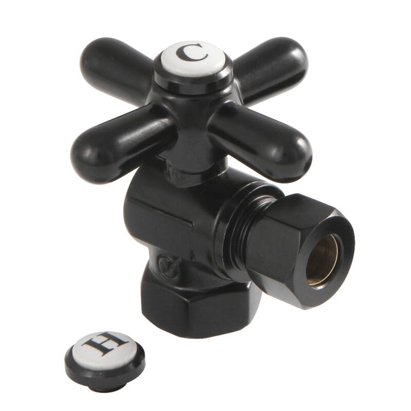 Kingston Brass Vintage 3/8-Inch IPS X 3/8-Inch OD Comp Quarter-Turn Angle Stop Valve - Matte Black