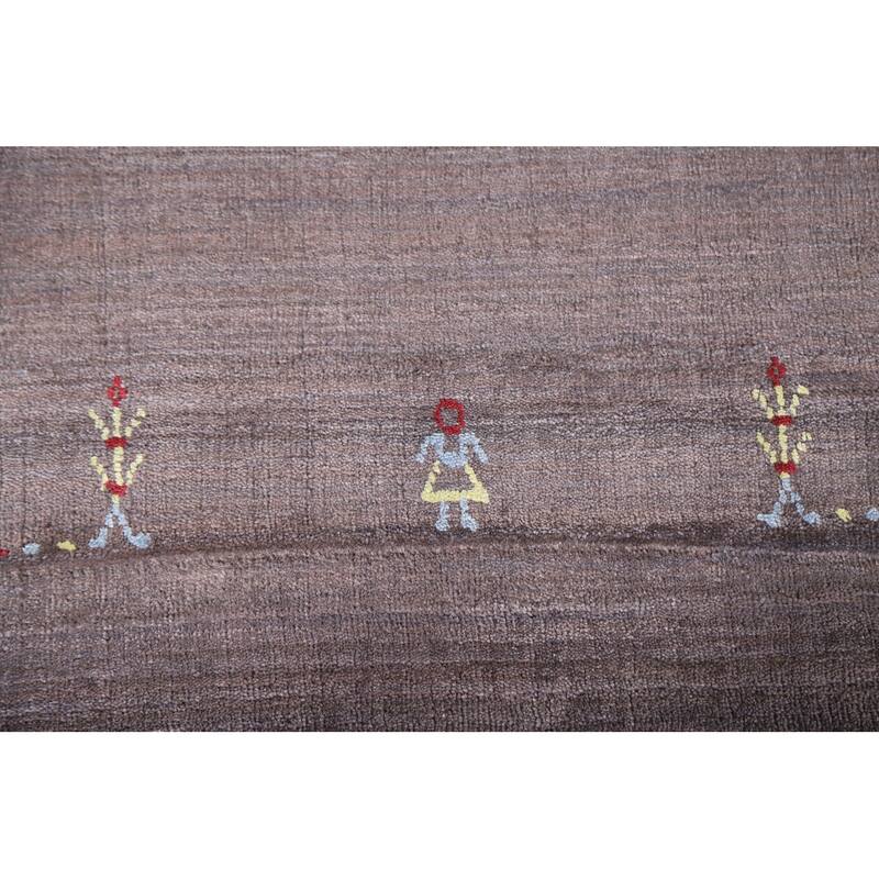 Brown Gabbeh Oriental Area Rug Handmade Wool Carpet - 8'1"x 9'10"