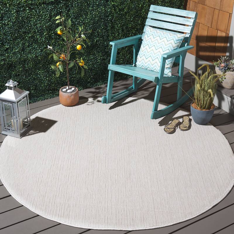 SAFAVIEH Sisal All-Weather Tressa Transitional Indoor/Outdoor Rug - 5'3" Round - Ivory