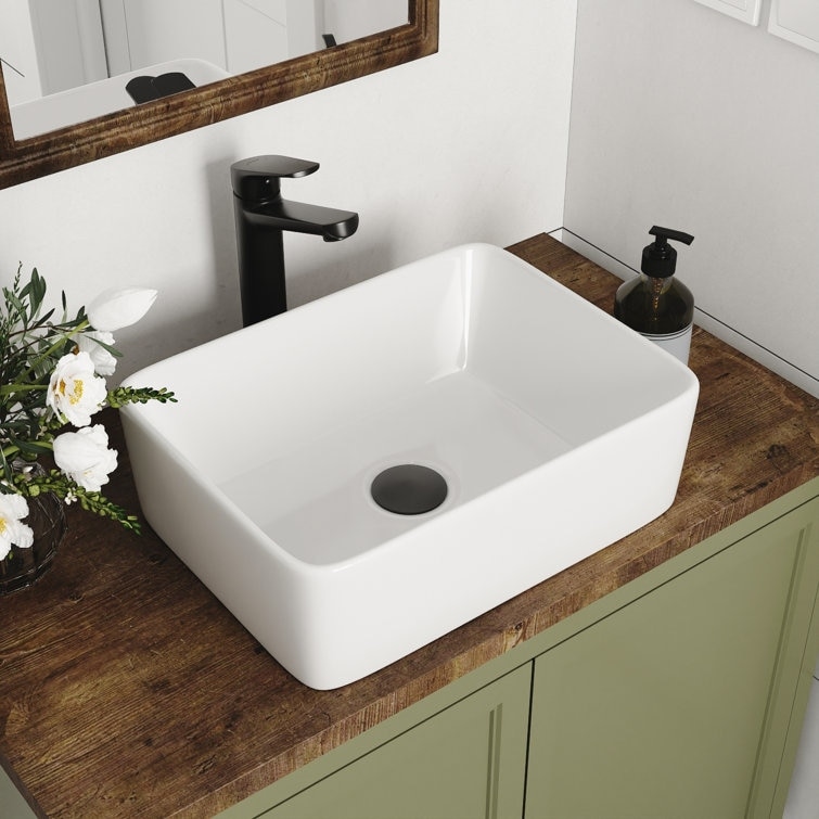 32in W X 17in D Console Bathroom Sink Ceramic Rectangular with