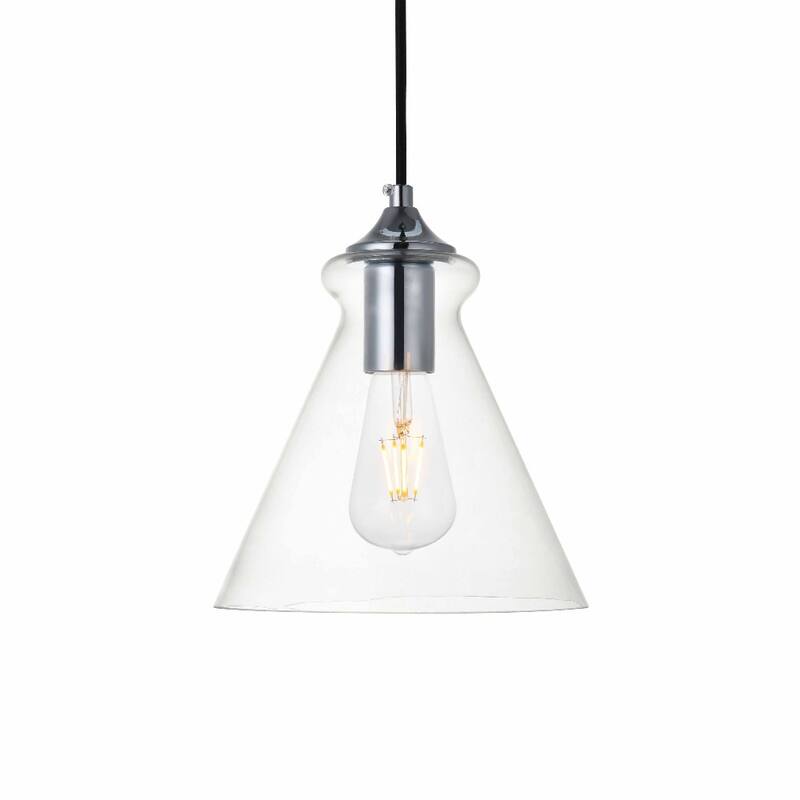 Elegant Lighting Destry Single Light 8" Wide Mini Pendant with Clear - Chrome / Clear