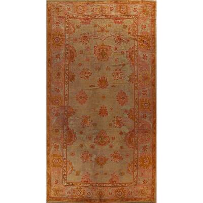 Pre-1900 Antique Vegetable Dye Oushak Turkish Area Rug Wool Handmade - 10'3" x 17'3"