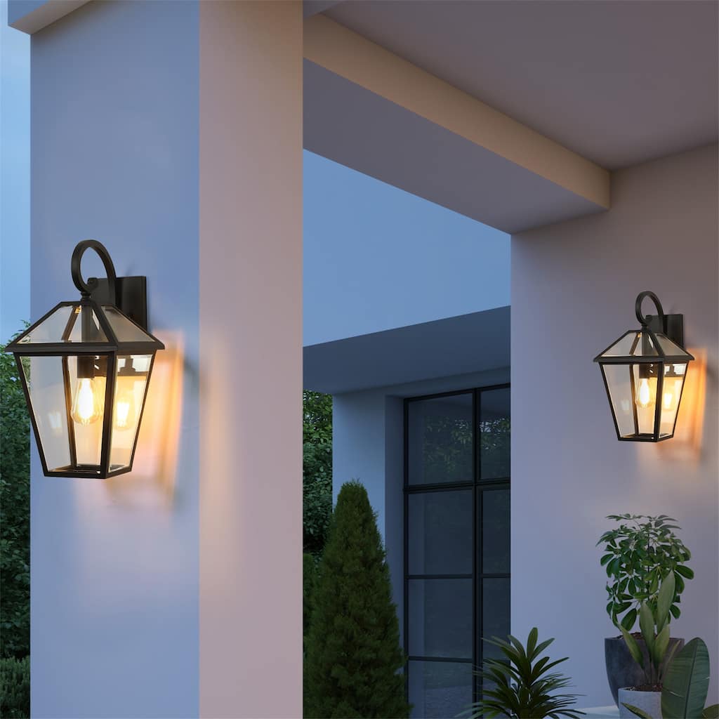 2-Pack Outdoor Waterproof Wall Sconce w/ Clear Glass Panels (No Bulb)