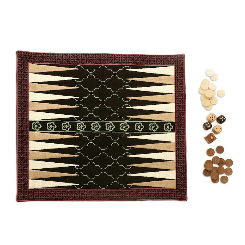 Novica Handmade Ganga Star In Mint Cotton And Wood Backgammon Set