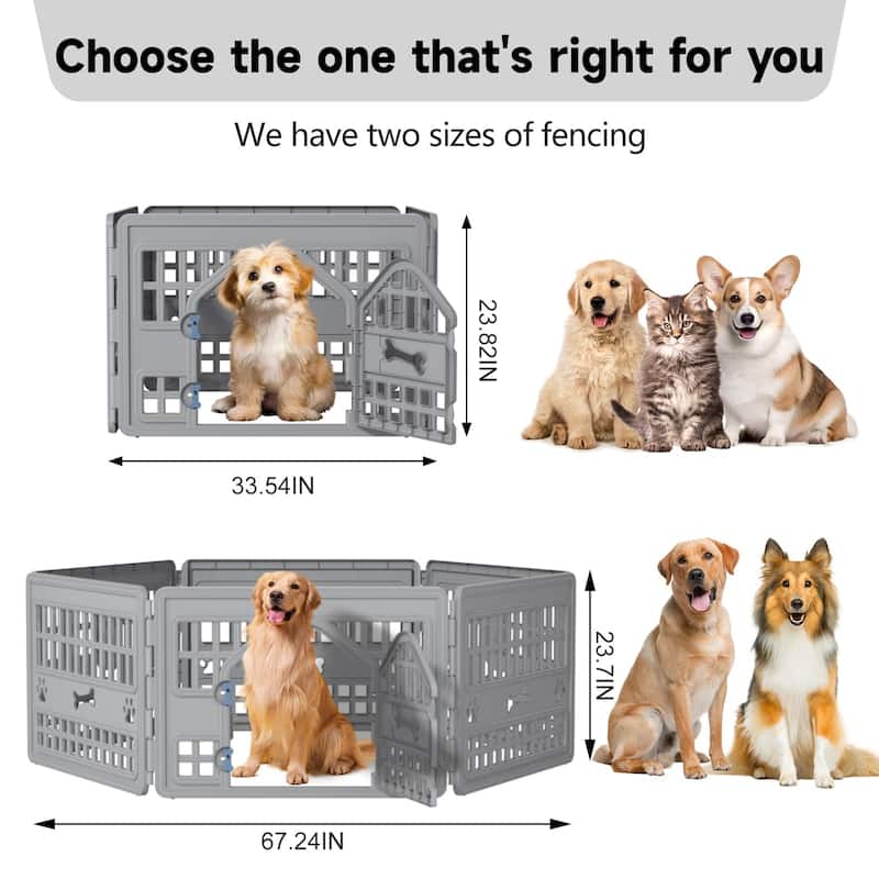 6 Panel Dog Playpen with Door,Thickened Material,Resin Dog Play Pen for Small and Medium Dogs,Portable for Easy Transportation