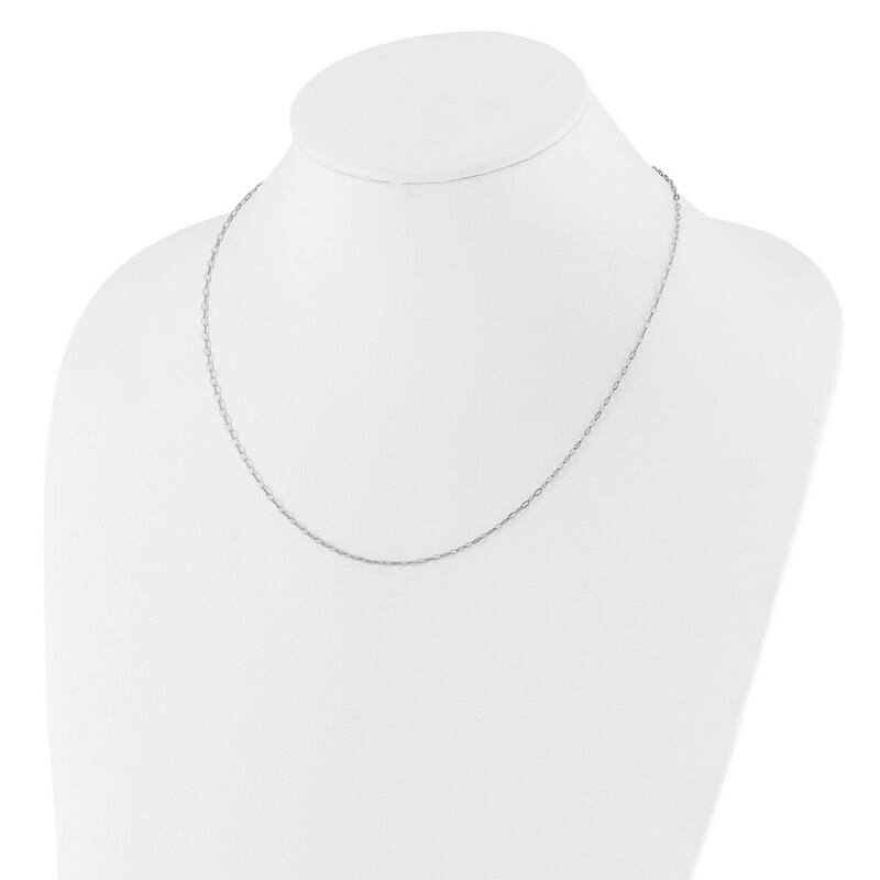 Curata 925 Sterling Silver Italian Rhodium 22" 2mm Adjustable Small Oval Link Chain Necklace