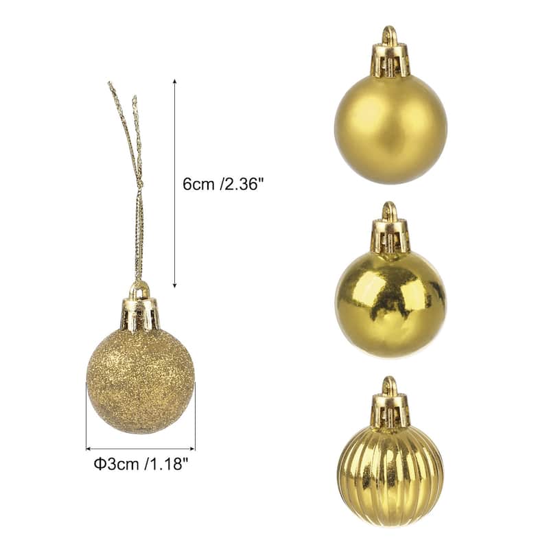 24Pcs 1.18 Inch Christmas Balls Shatterproof Ornaments Balls - Gold
