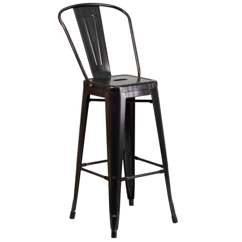 4 Pack 30" High Metal Indoor-Outdoor Barstool with Back - Kitchen Furniture
