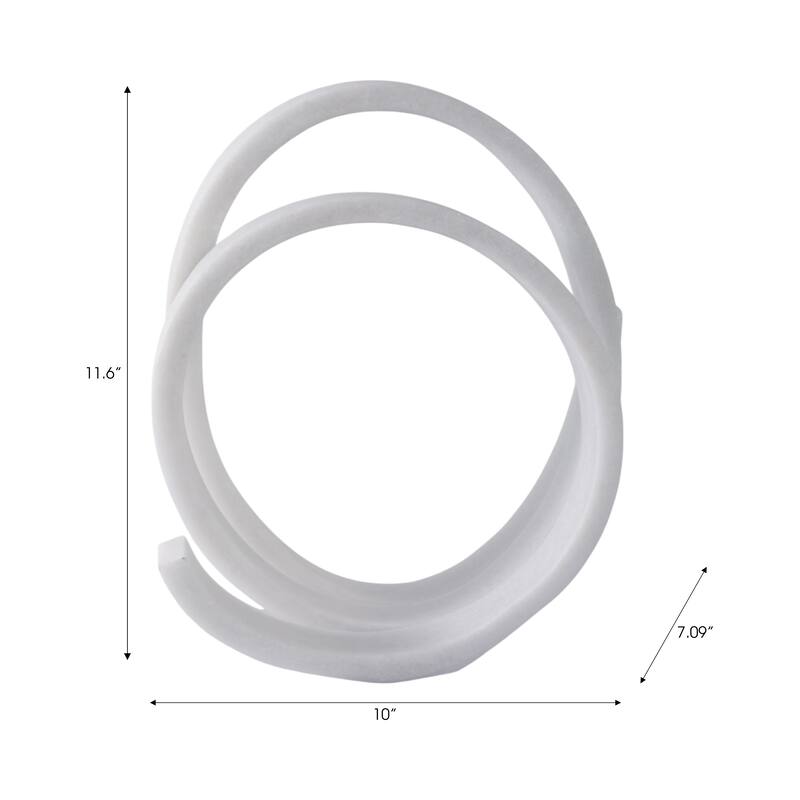 Resin Loopy Spiral Sculpture Decorative Object Glam Accent - 12" White - 10" x 7.09" x 11.6"