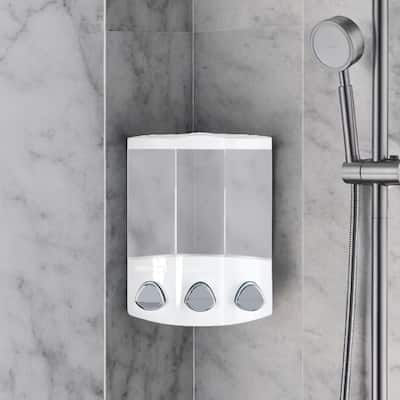 HomeRoots White Heavy Duty Plastic Three Chamber Wall Mount Soap Dispenser - 7' X '8.75' X '3.75