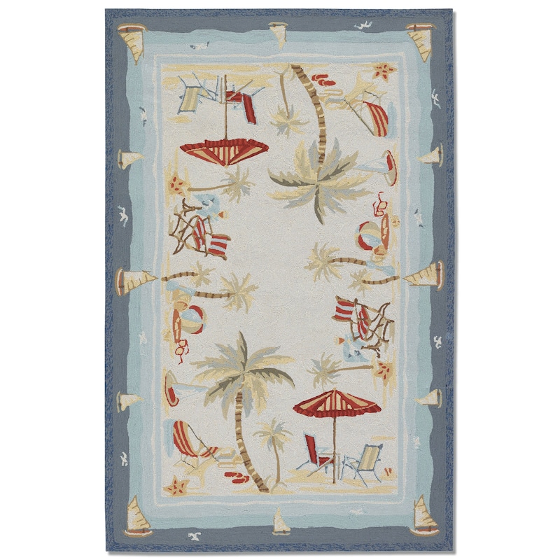 Picadilly Seaside Heights Ocean Blue Indoor/ Outdoor Area Rug