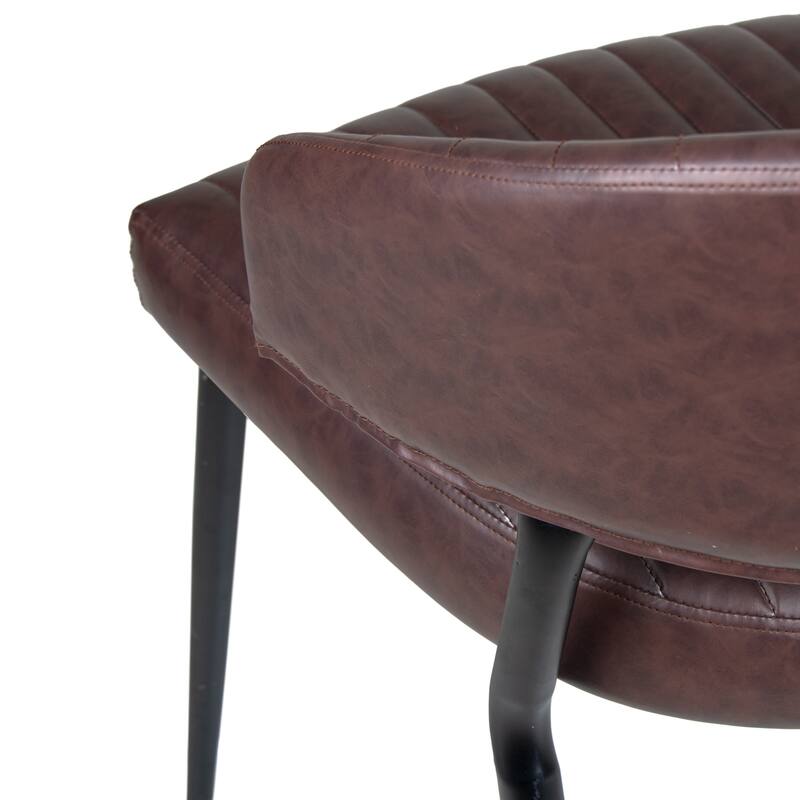 Modern Faux Leather Upholstered Dining Chairs with Curved Back, Wide Seat and Tapered Legs, for Dining Room, 2-Piece Set