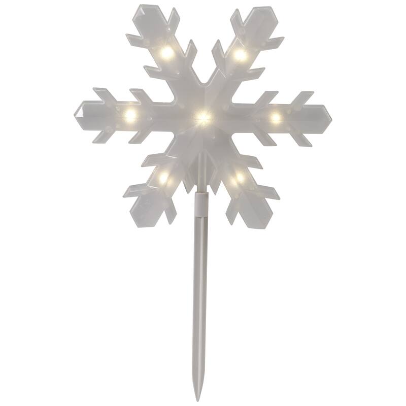 Lighted Snowflake Christmas Pathway Markers - 14.25" - 5ct - Clear