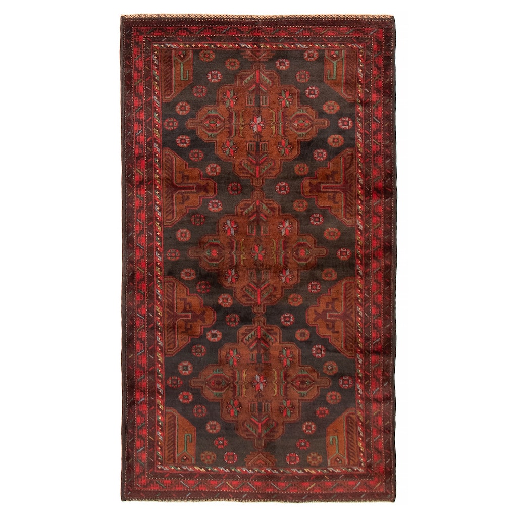 Teimani Black, Brown Rug 3'7" x 6'9" - 3'7 x 6'9
