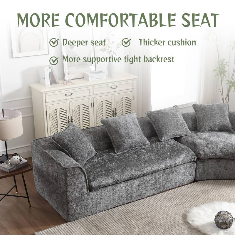 Modern Boucle 3-Seater Sofa with Double Seat and Corner Design, Oversized and Comfortable for Living Room or Office.