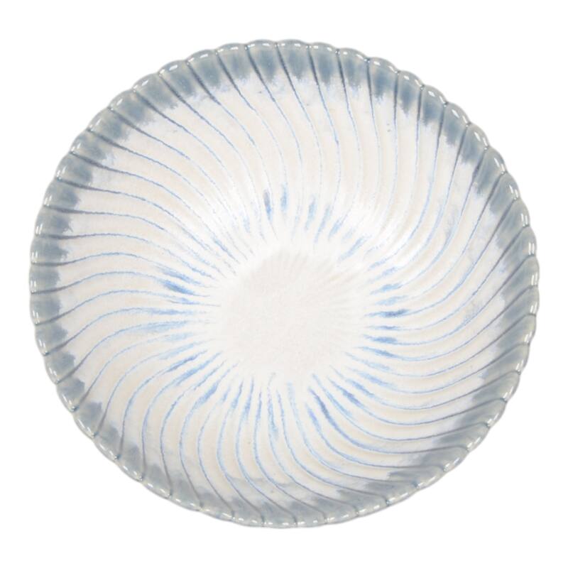 Decorative Ceramic Textured Pedestal Bowl - 10", Blue & White - 10.0"