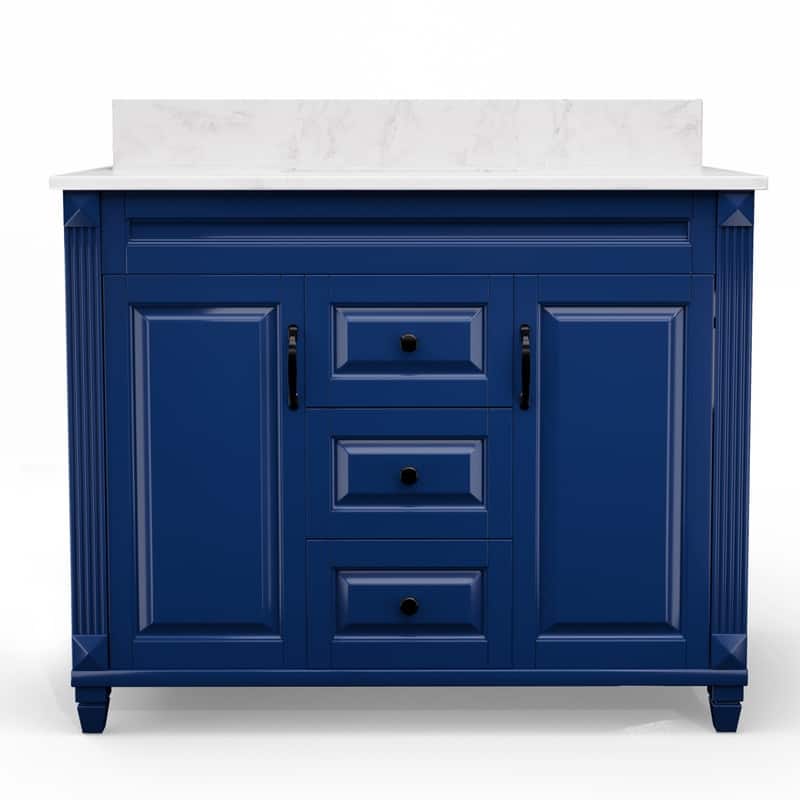 42-Inch Solid Wood Bathroom Vanity with Sink - Minimalist Elegant Style