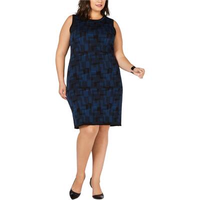 Anne Klein Womens Printed Sweater Dress