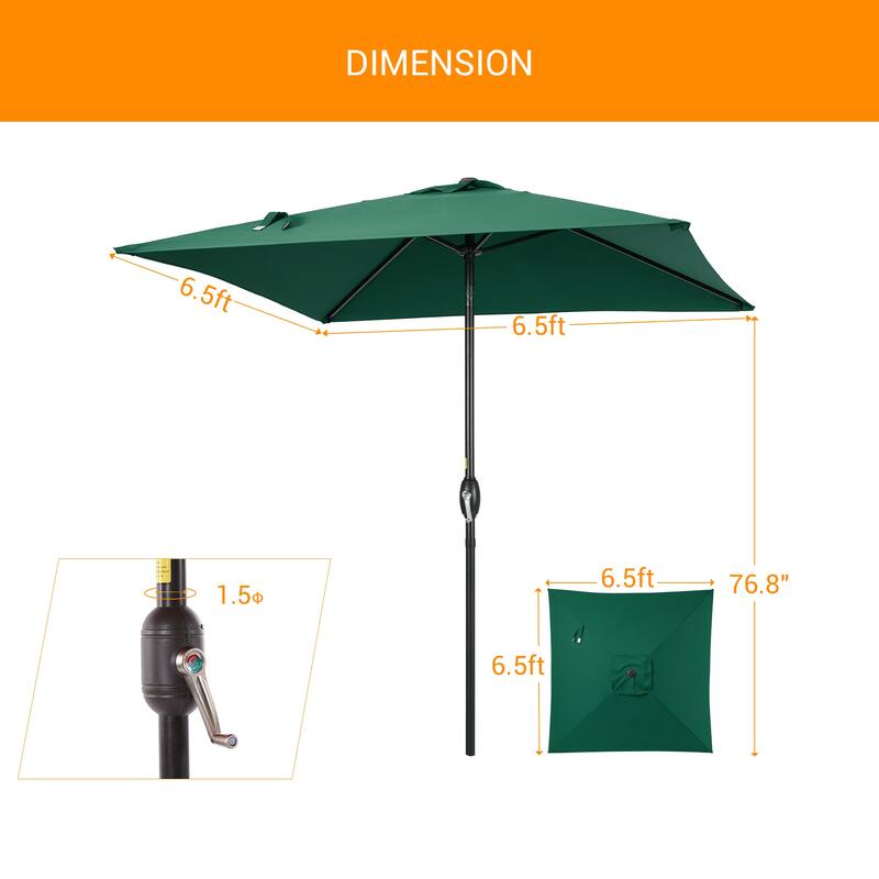 LIVOOSUN 6.5×6.5FT Square Patio Umbrella with UPF50+, Tilt Function, and Wind-Resistant Design——Experience Outdoor Comfort