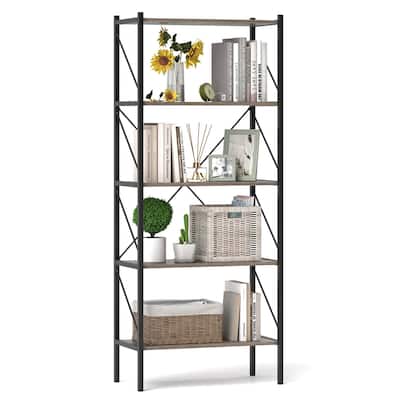 Costway 1/2 PCS 5-Tier Bookshelf, Industrial Tall Bookcase with Open