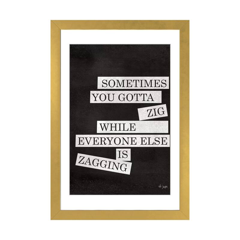 iCanvas "Sometimes You Gotta Zig" by Jaxn Blvd. - Gold - 24x16x1