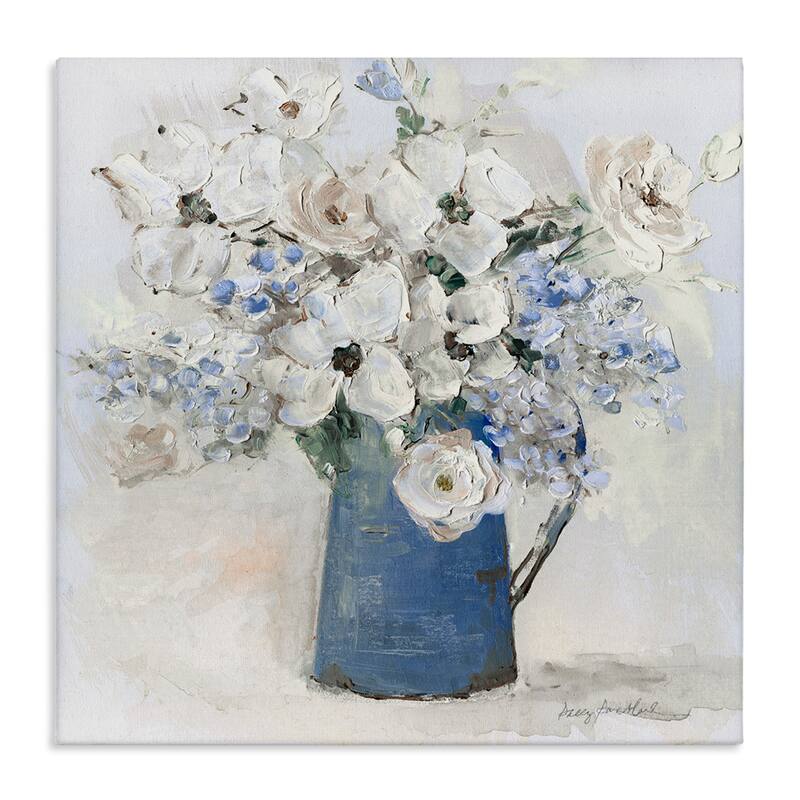 Stupell Bouquet in Blue Country Vase Canvas Wall Art Design By Sally Swatland - 17 x 17